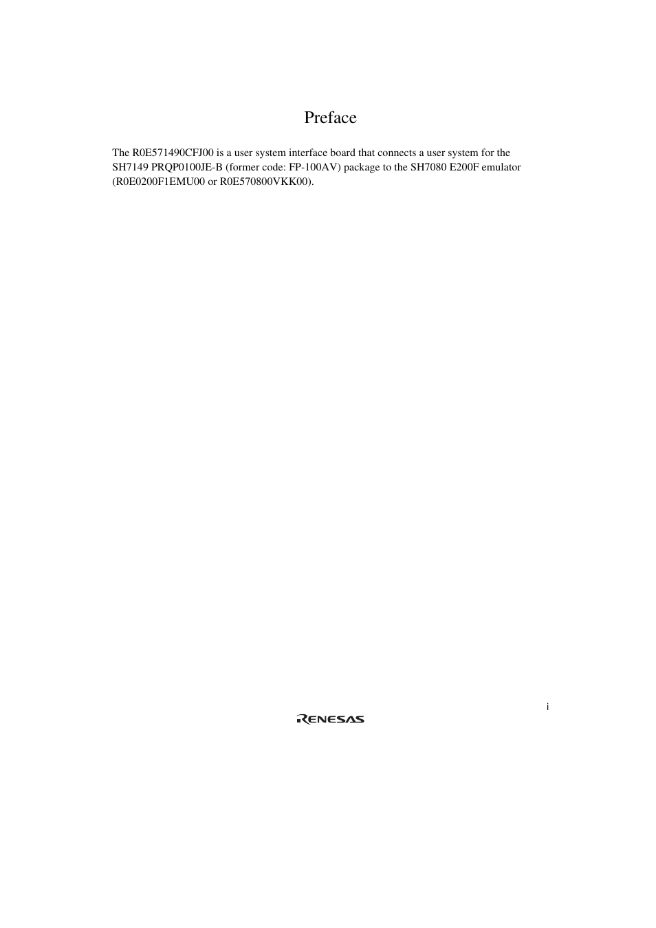 Preface | Renesas R0E571490CFJ00 User Manual | Page 17 / 48