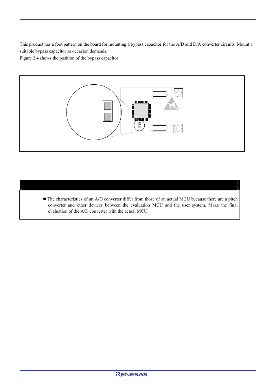 3 a/d and d/a conversion bypass capacitors, Important, Vref-vss c6 | Renesas Pod probe for M16C/1N Group M301N2T-PRB User Manual | Page 23 / 50
