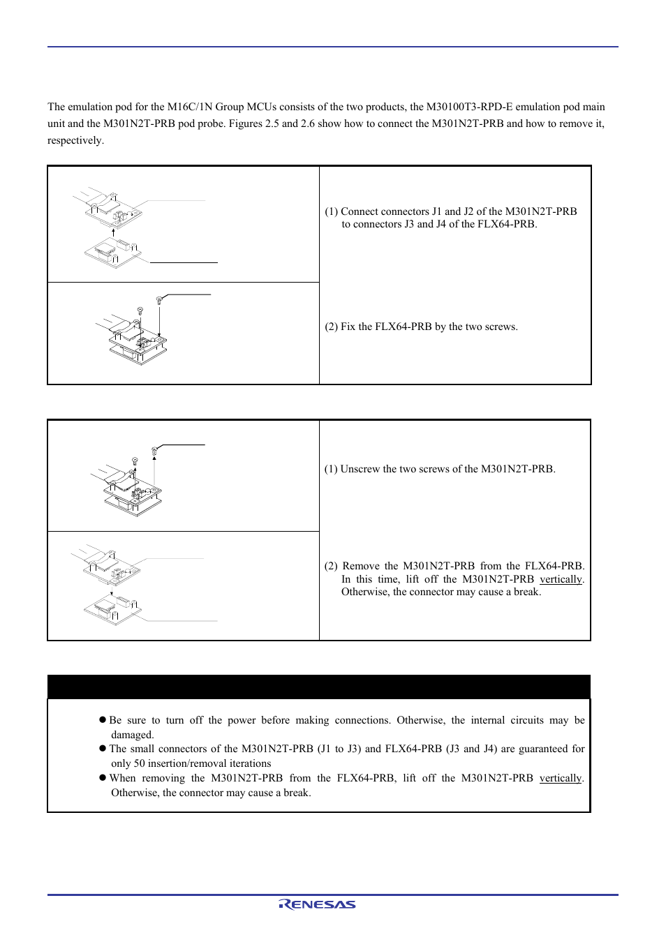 4 connection the m30100t3-rpd-e, Important | Renesas Pod probe for M16C/1N Group M301N2T-PRB User Manual | Page 24 / 50