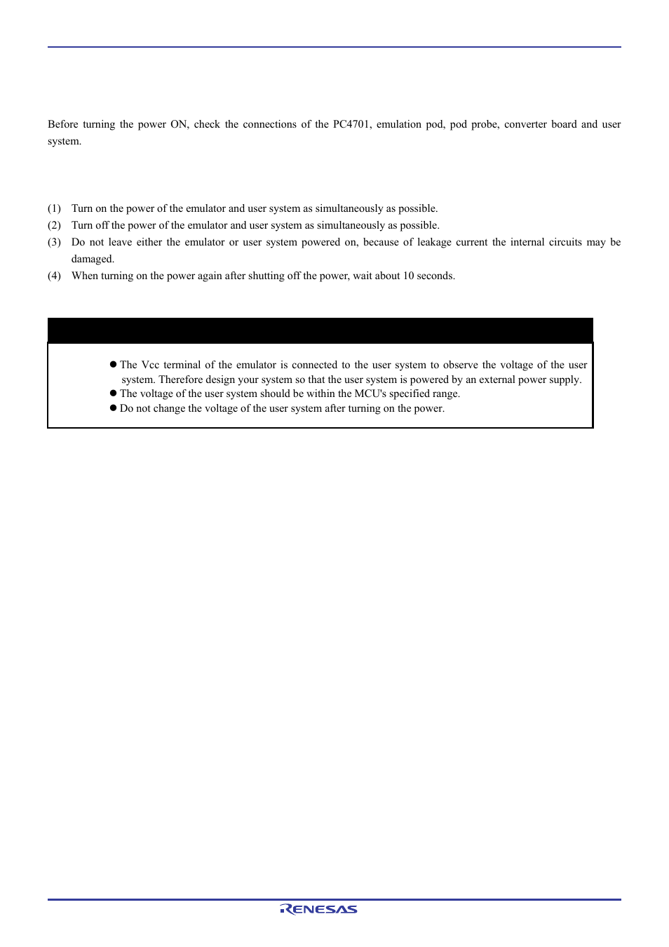 2 turning on the power, 1 checking connections of the emulator system, 2 turning on/off the power | Important | Renesas Pod probe for M16C/1N Group M301N2T-PRB User Manual | Page 28 / 50