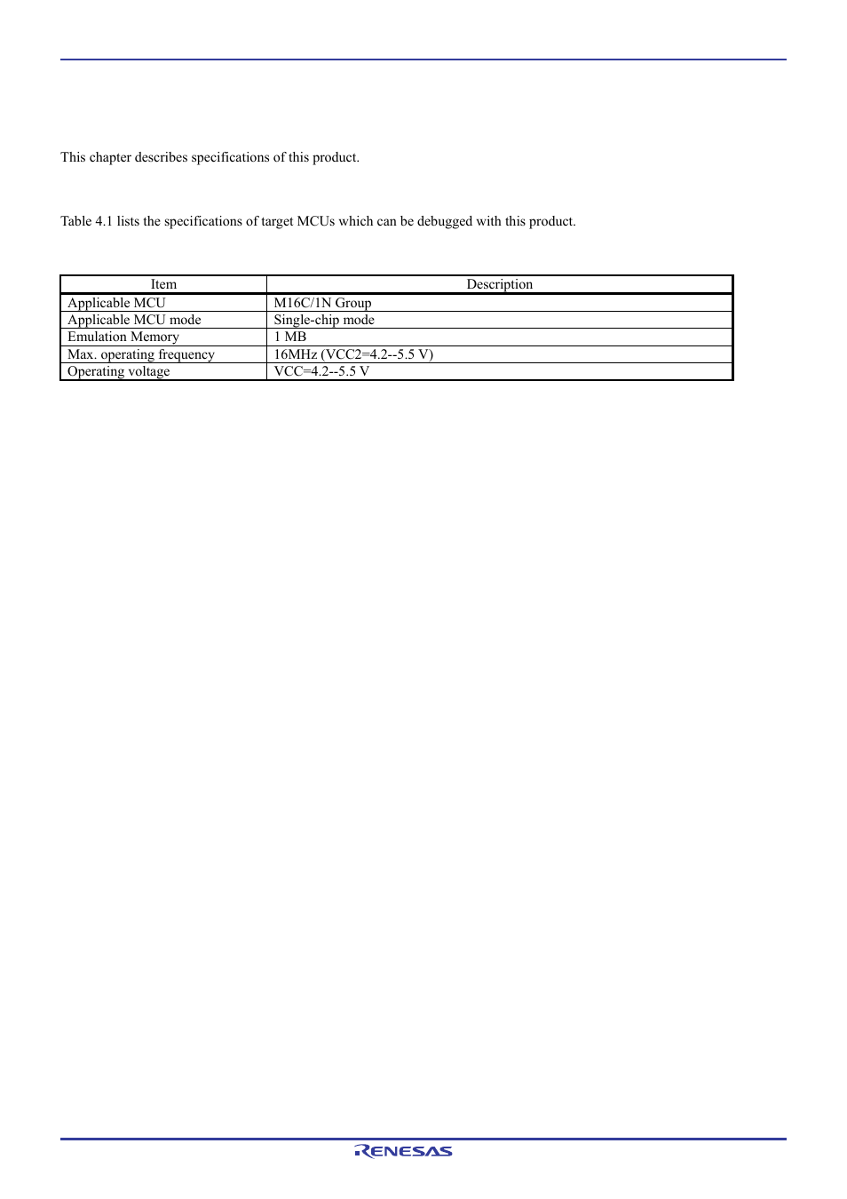 Hardware specifications, 1 target mcu specifications | Renesas Pod probe for M16C/1N Group M301N2T-PRB User Manual | Page 34 / 50