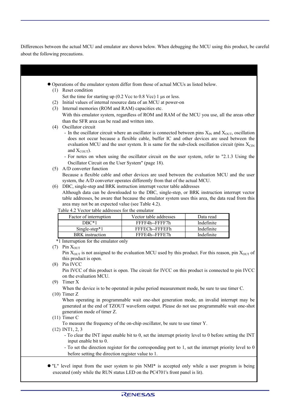 2 differences between the actual mcu and emulator, Important | Renesas Pod probe for M16C/1N Group M301N2T-PRB User Manual | Page 35 / 50