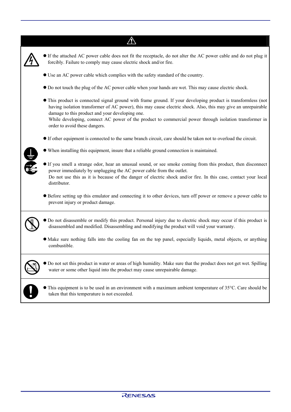 Warning | Renesas Pod probe for M16C/1N Group M301N2T-PRB User Manual | Page 9 / 50