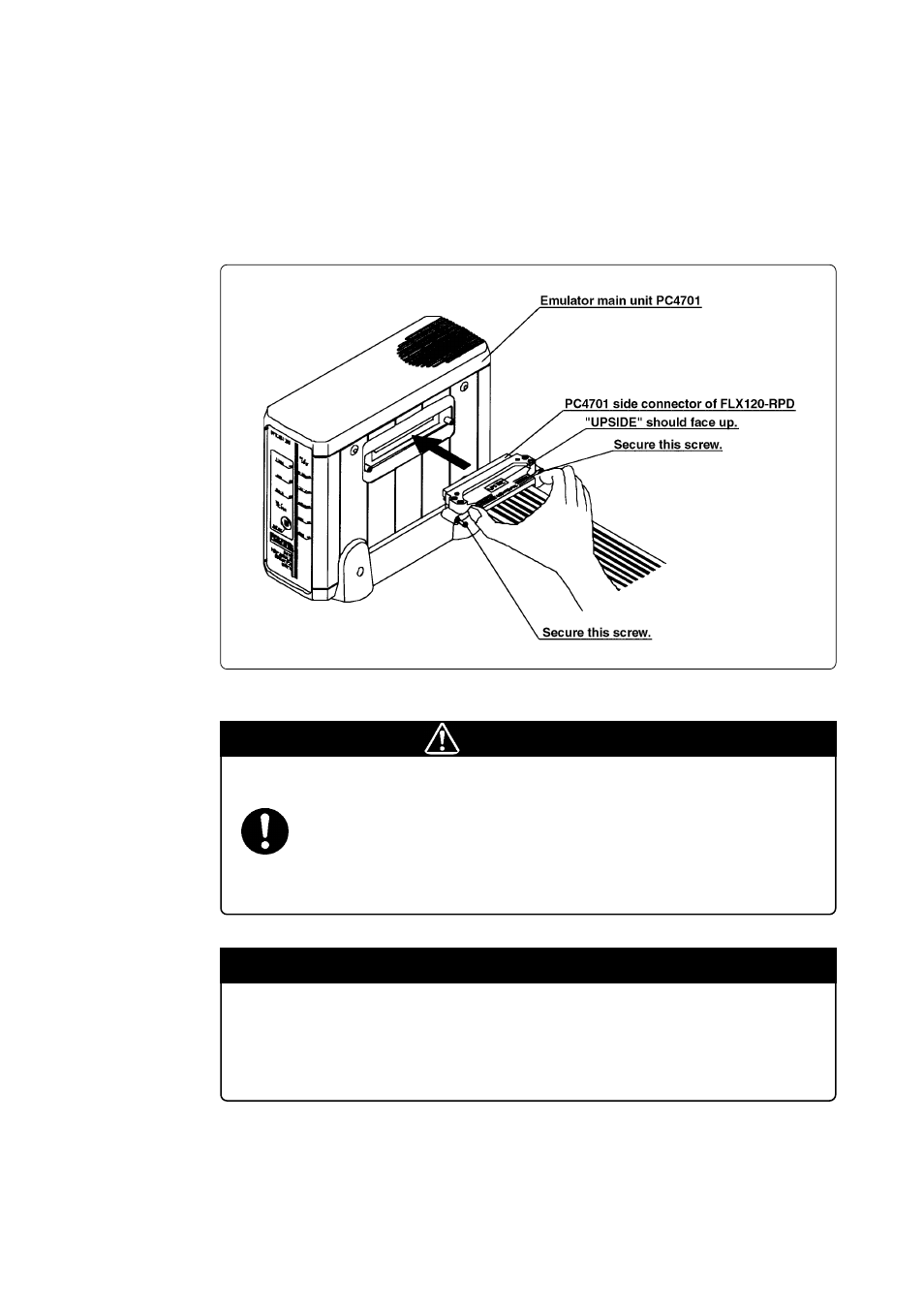7 connecting the pc4701, 1) connecting the cable to the pc4701, Caution | Important | Renesas Emulation Pod M306N4T3-RPD-E User Manual | Page 39 / 76
