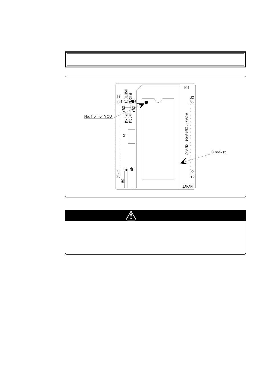 4 inserting an mcu into the programming adapter, 5 precautions when handling the adapter, Caution | When inserting an mcu | Renesas PCA7412E4S-64 User Manual | Page 12 / 18