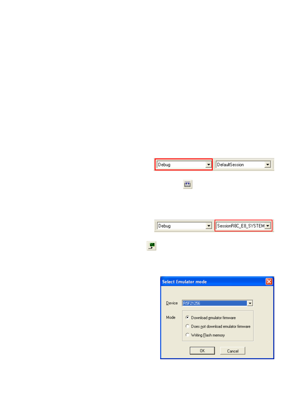 Hew workspace, Programming and debug | Renesas R8C/2 User Manual | Page 3 / 5
