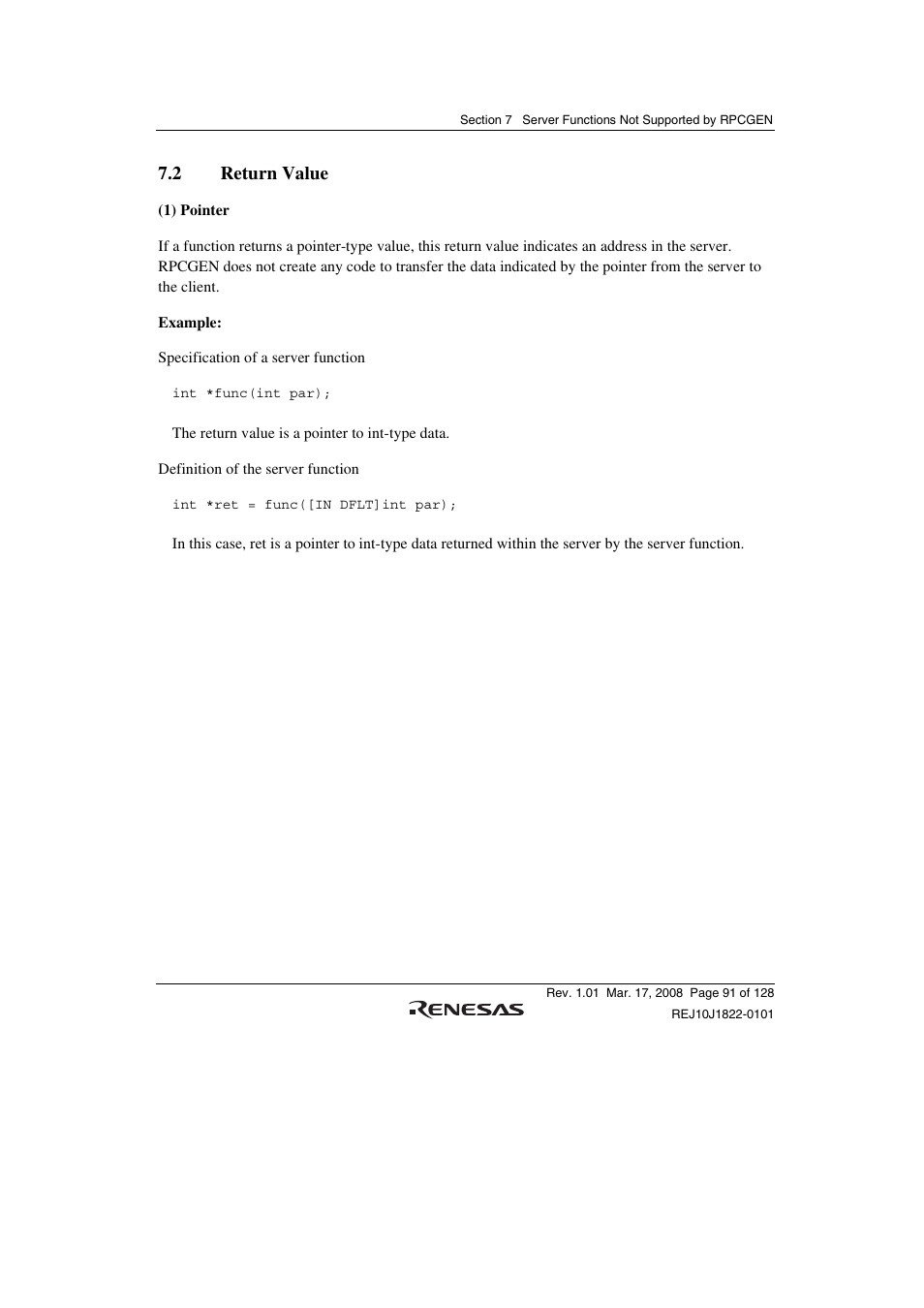 2 return value | Renesas Stub Generator V.1.00 User Manual | Page 103 / 144