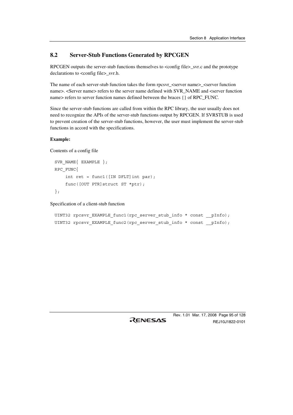 2 server-stub functions generated by rpcgen | Renesas Stub Generator V.1.00 User Manual | Page 107 / 144