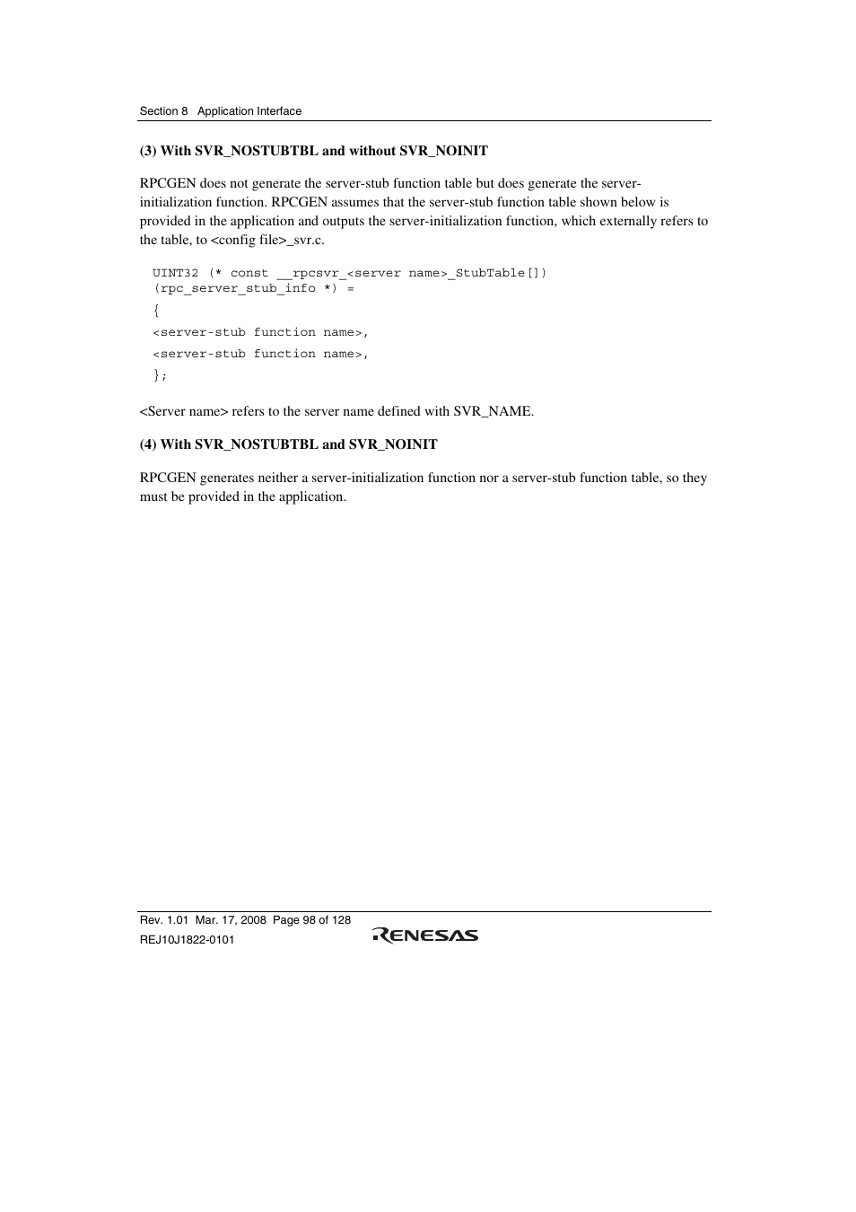 Renesas Stub Generator V.1.00 User Manual | Page 110 / 144