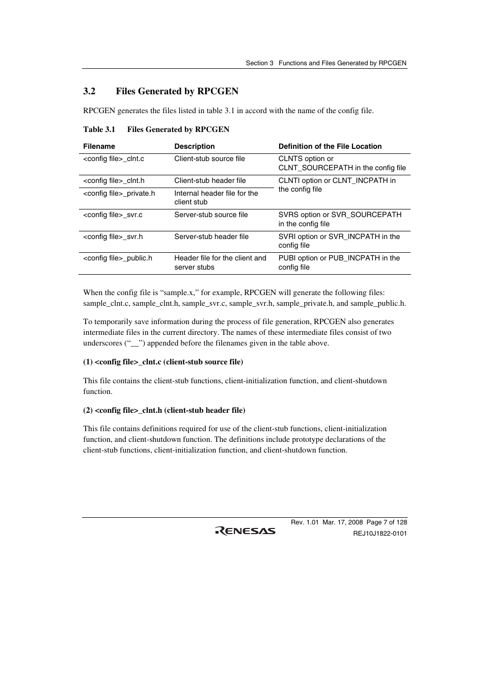 2 files generated by rpcgen | Renesas Stub Generator V.1.00 User Manual | Page 19 / 144