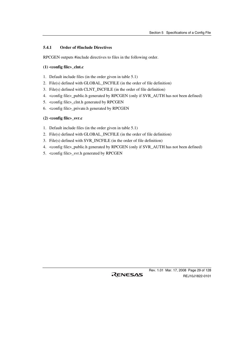 1 order of #include directives | Renesas Stub Generator V.1.00 User Manual | Page 41 / 144