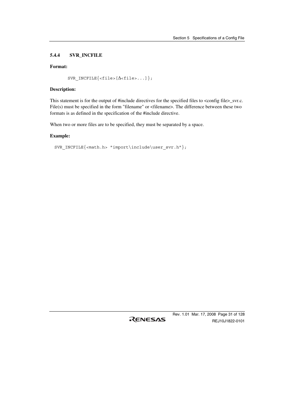 4 svr_incfile | Renesas Stub Generator V.1.00 User Manual | Page 43 / 144