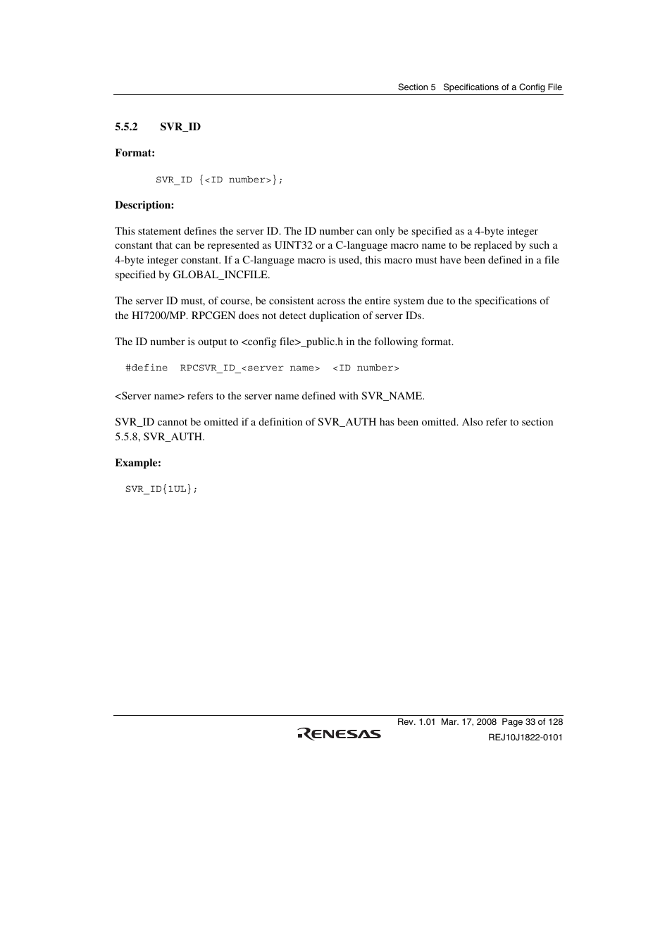 2 svr_id | Renesas Stub Generator V.1.00 User Manual | Page 45 / 144