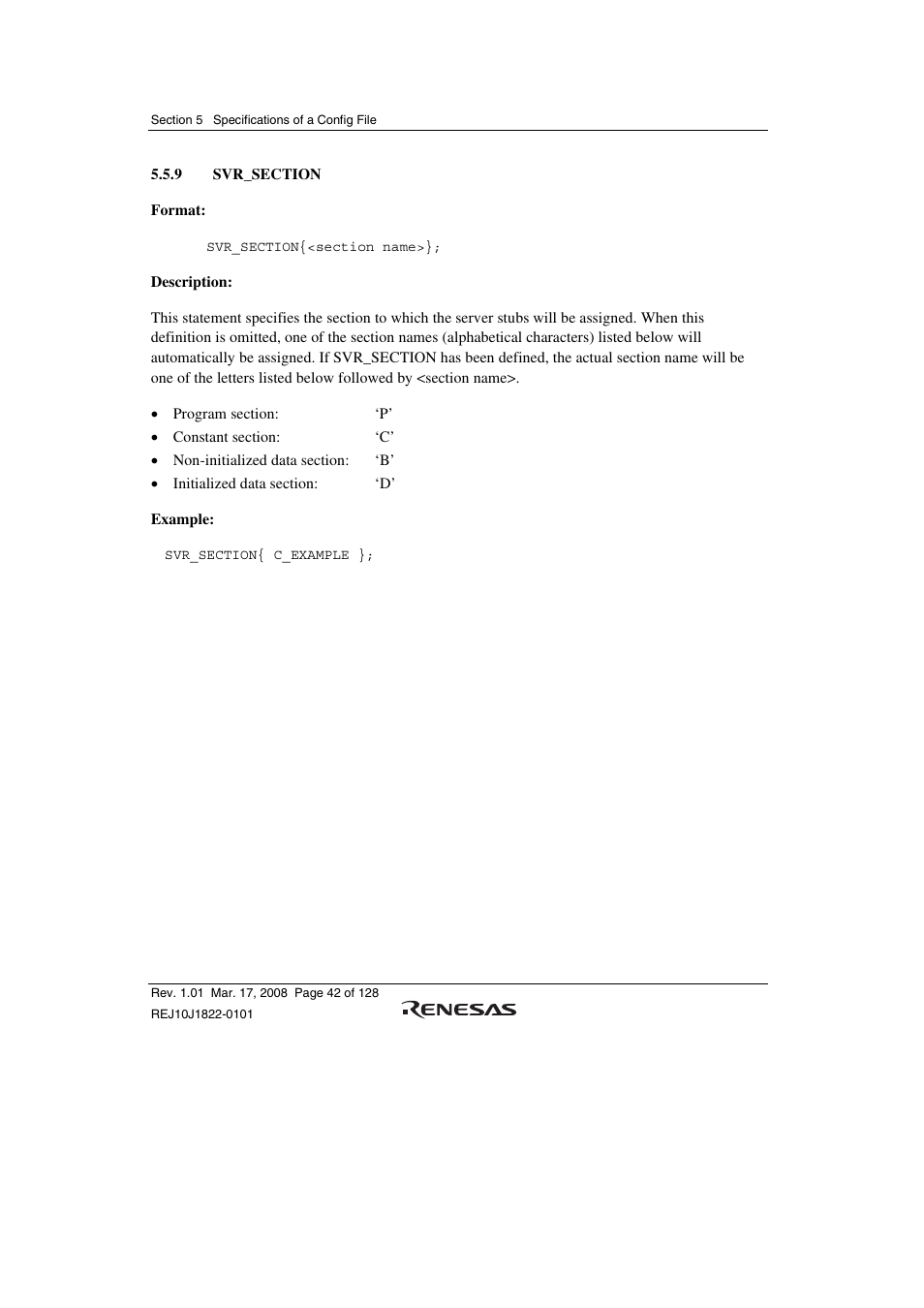 9 svr_section | Renesas Stub Generator V.1.00 User Manual | Page 54 / 144