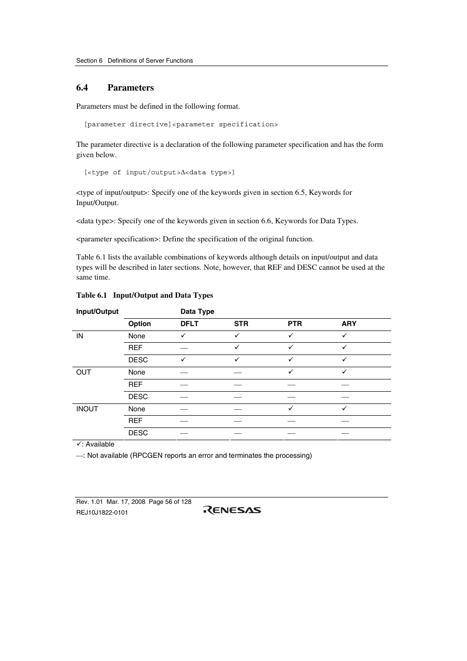 4 parameters | Renesas Stub Generator V.1.00 User Manual | Page 68 / 144