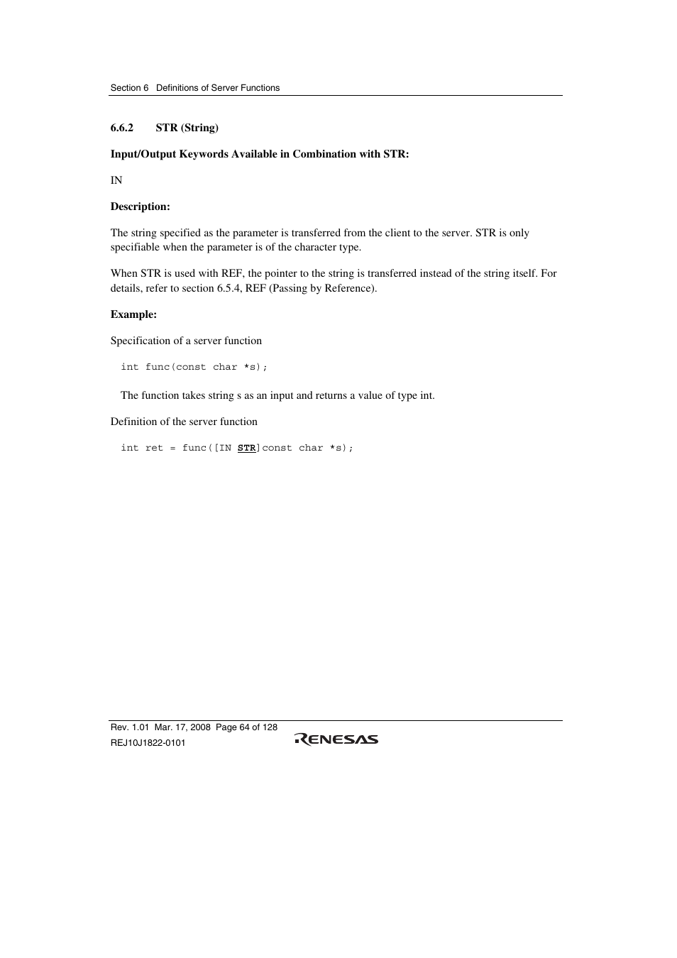 2 str (string) | Renesas Stub Generator V.1.00 User Manual | Page 76 / 144