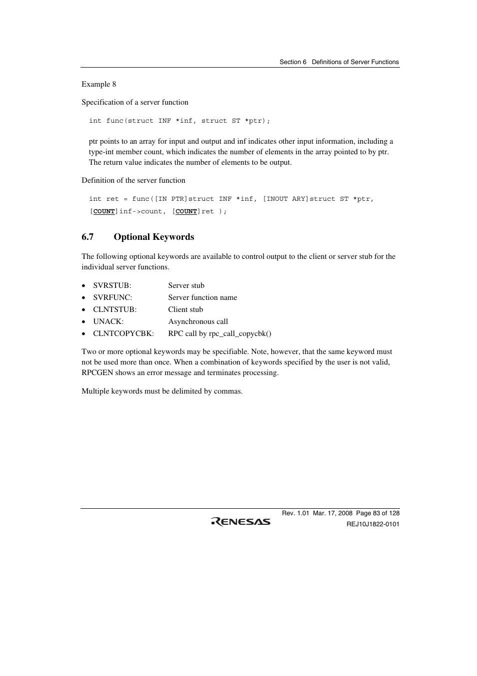 7 optional keywords | Renesas Stub Generator V.1.00 User Manual | Page 95 / 144