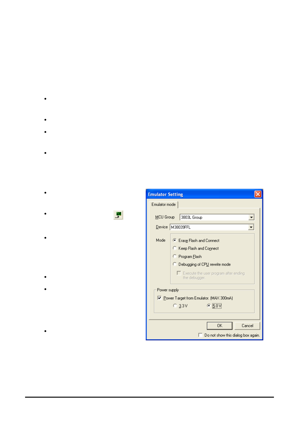 Connecting the debugger, Connecting to the target with the e8a | Renesas M3T-SRA74 User Manual | Page 11 / 22