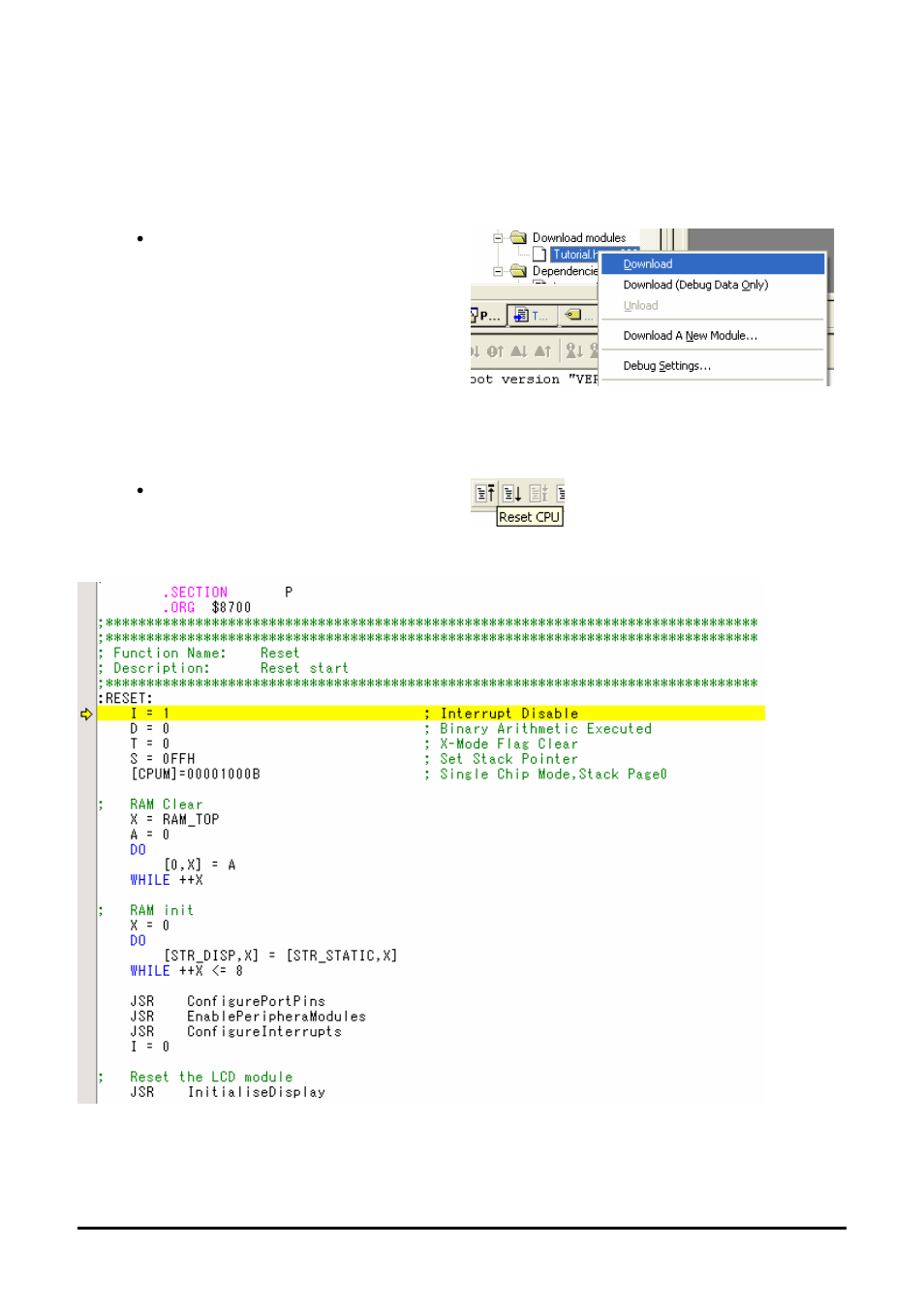 Downloading and running the tutorial, Chapter 6. downloading and running the tutorial | Renesas M3T-SRA74 User Manual | Page 13 / 22