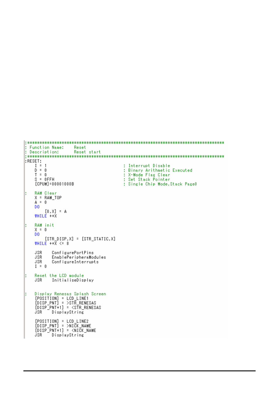 Project files, Standard project files, Main tutorial code (main.a74 / main.inc) | Chapter 7. project files | Renesas M3T-SRA74 User Manual | Page 18 / 22