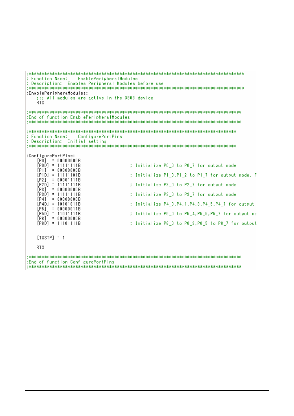 Board initialisation code (hwsetup.a74) | Renesas M3T-SRA74 User Manual | Page 19 / 22