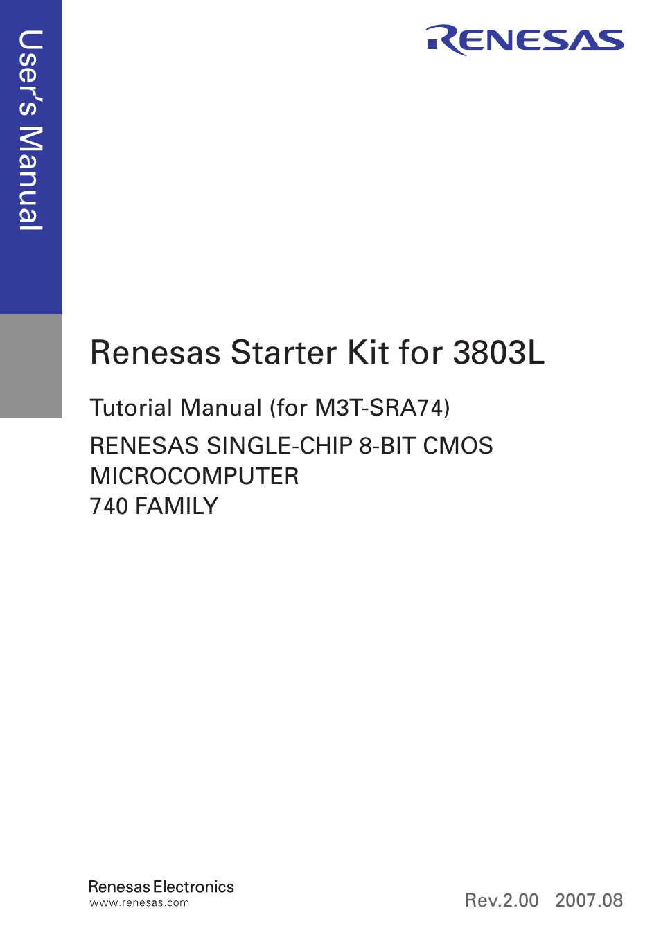 Renesas starter kit for 3803l | Renesas M3T-SRA74 User Manual | Page 3 / 22