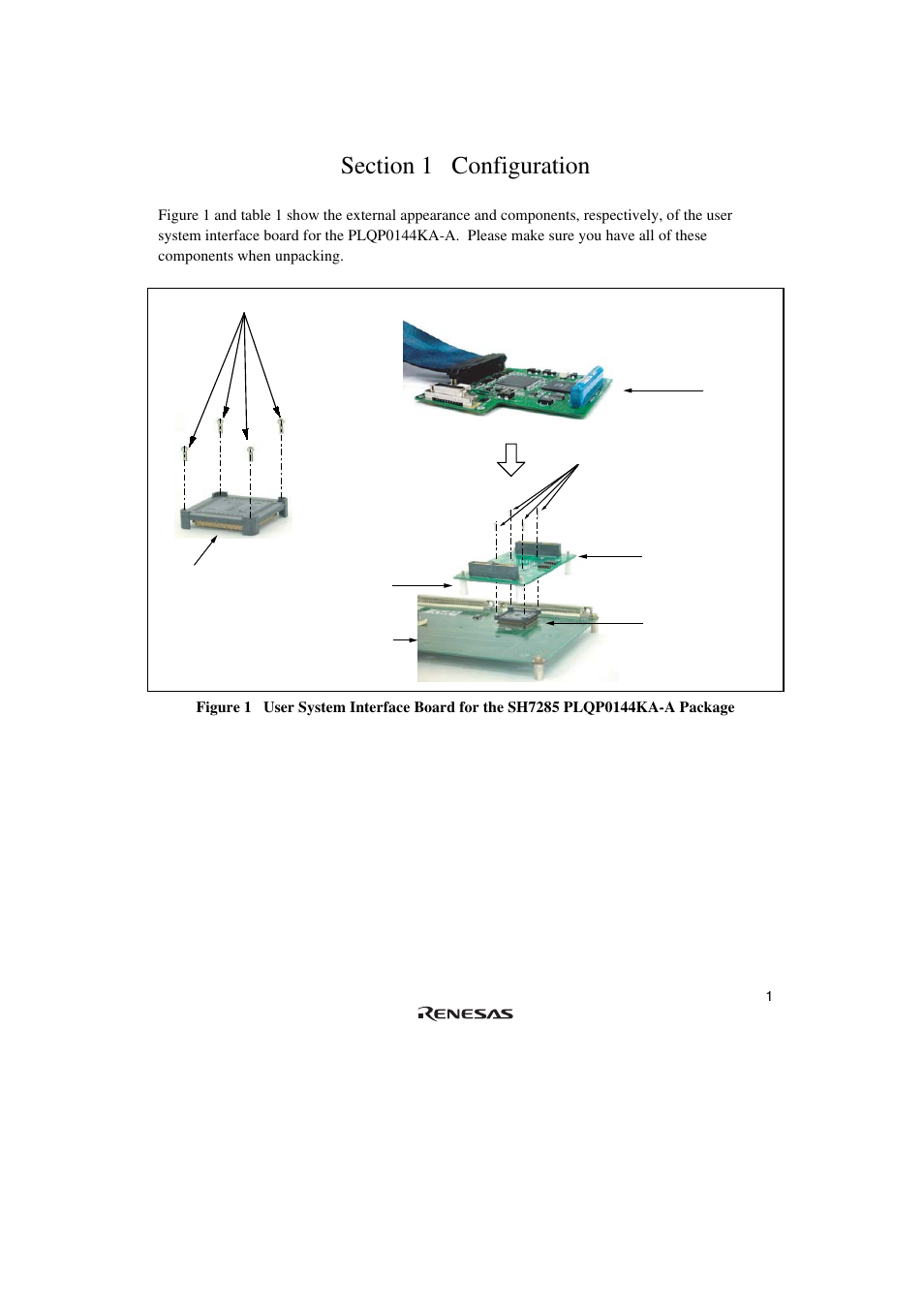 Section 1 configuration | Renesas SuperH PLQP0144KA-A User Manual | Page 21 / 46