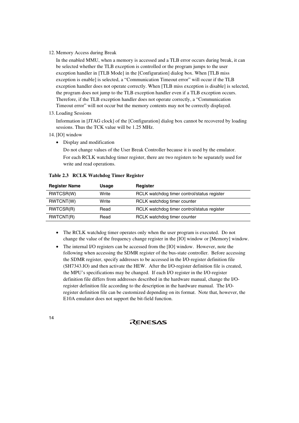 Renesas SuperH Family E10A-USB User Manual | Page 22 / 59