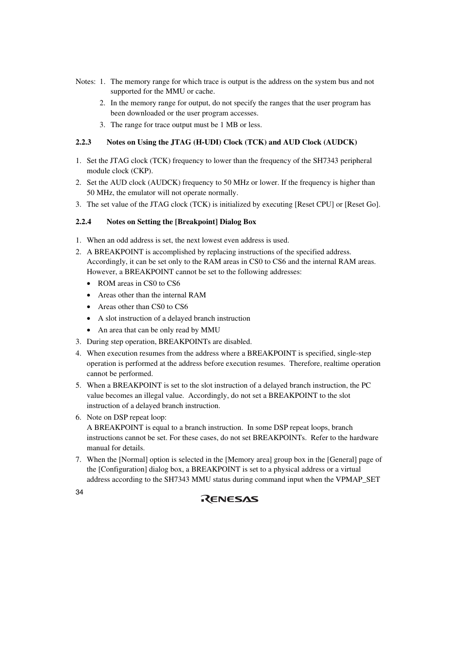 4 notes on setting the [breakpoint] dialog box | Renesas SuperH Family E10A-USB User Manual | Page 42 / 59