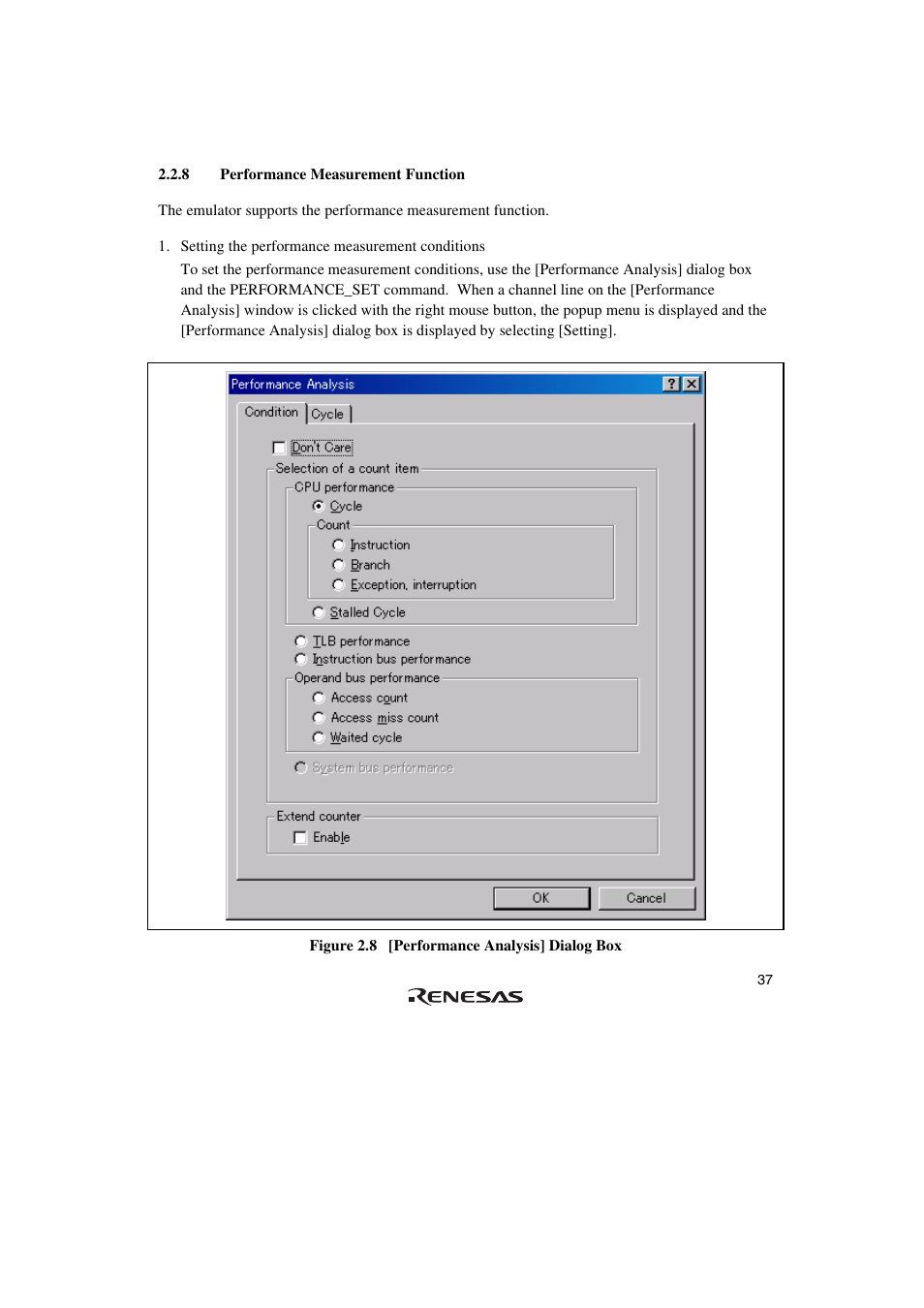 8 performance measurement function | Renesas SuperH Family E10A-USB User Manual | Page 45 / 59