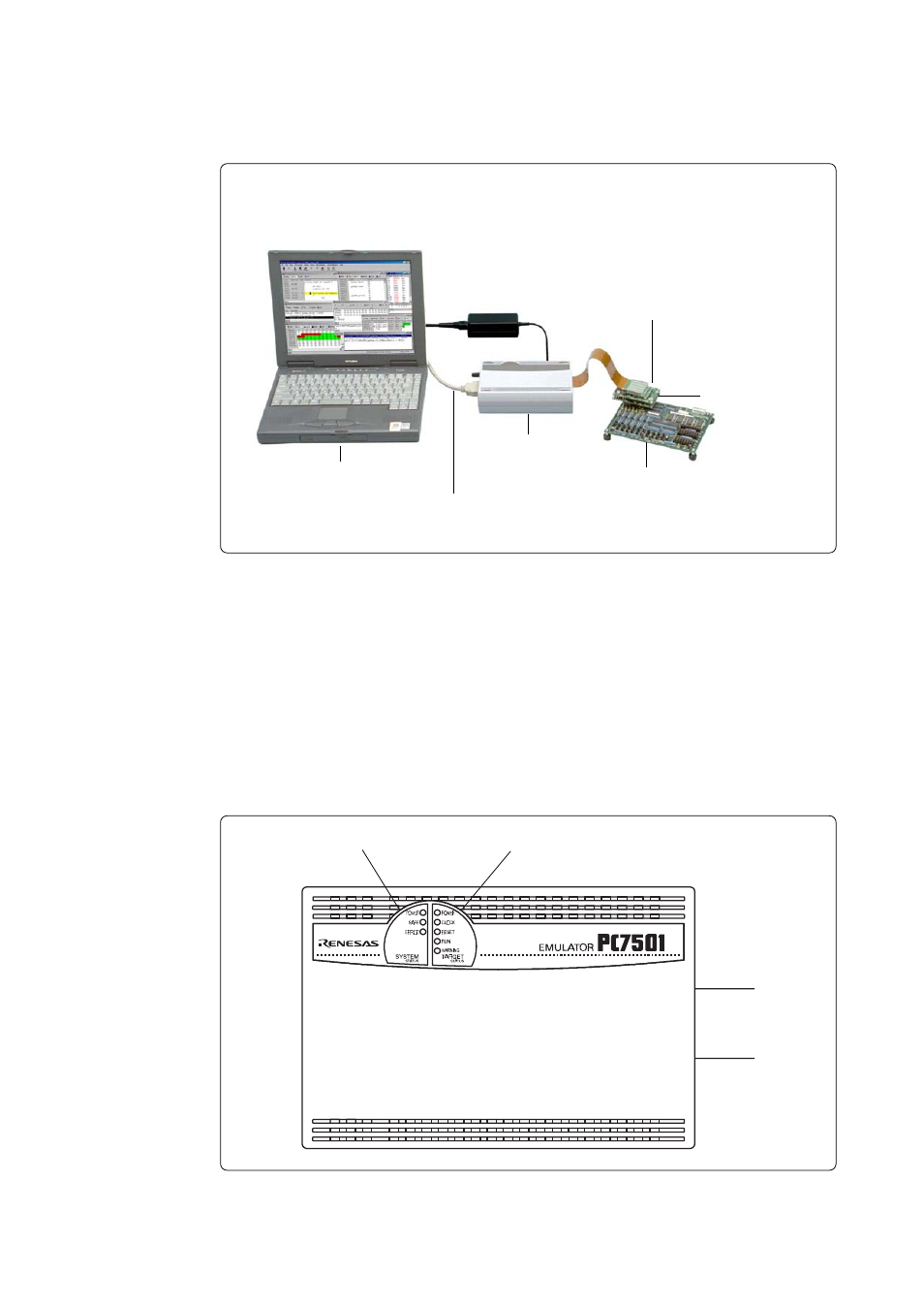 4 name of each part, 1) system configuration | Renesas Emulation Probe M30850T-EPB User Manual | Page 22 / 76