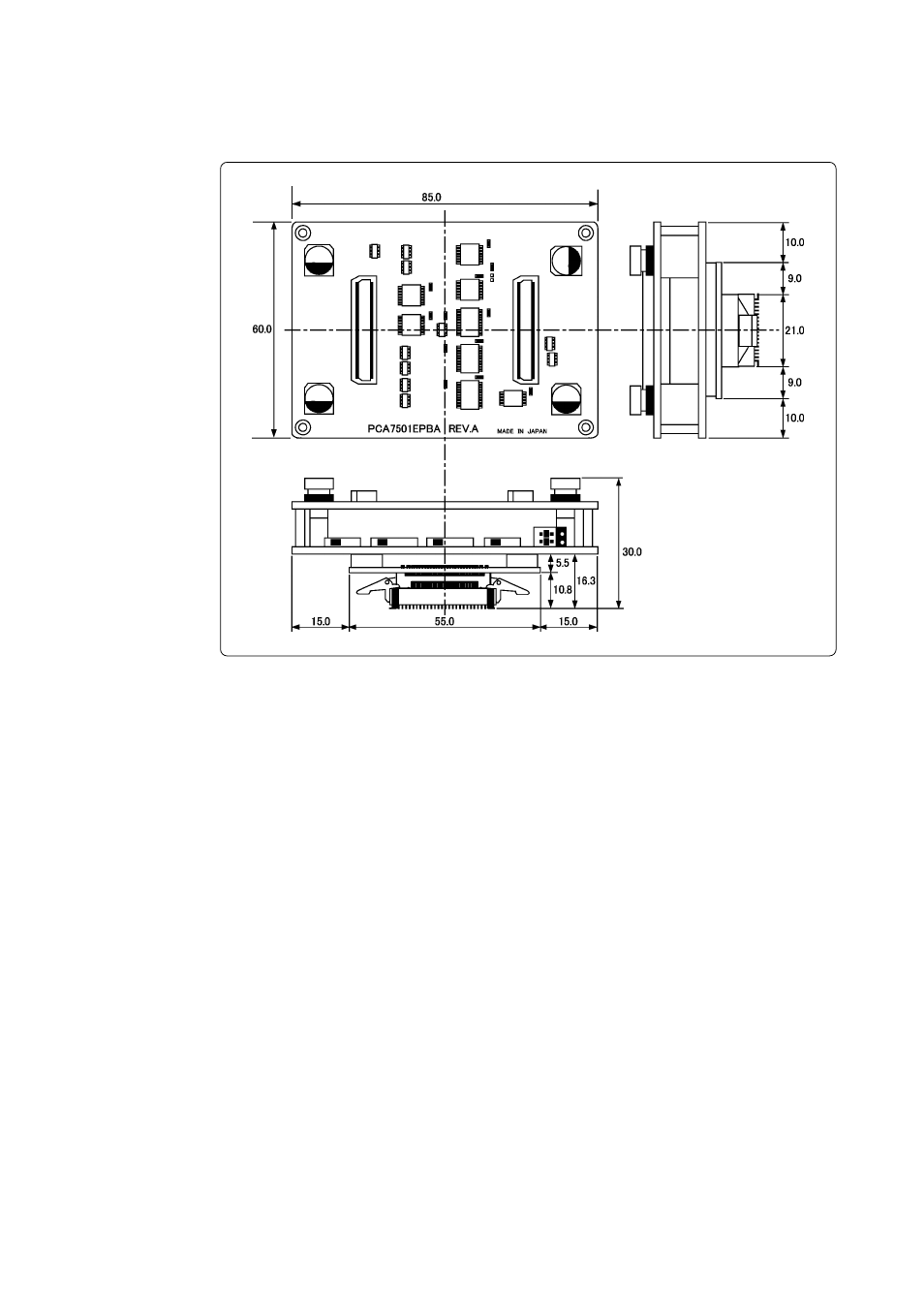 3 external dimensions, 1) external dimensions of the emulation probe | Renesas Emulation Probe M30850T-EPB User Manual | Page 61 / 76