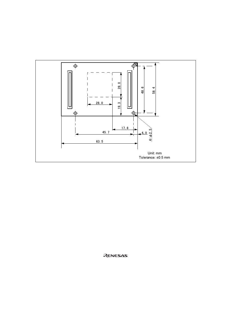 4dimensions for user system interface cable head, Dimensions for user system interface cable head | Renesas H8/3297 Series User Manual | Page 16 / 21