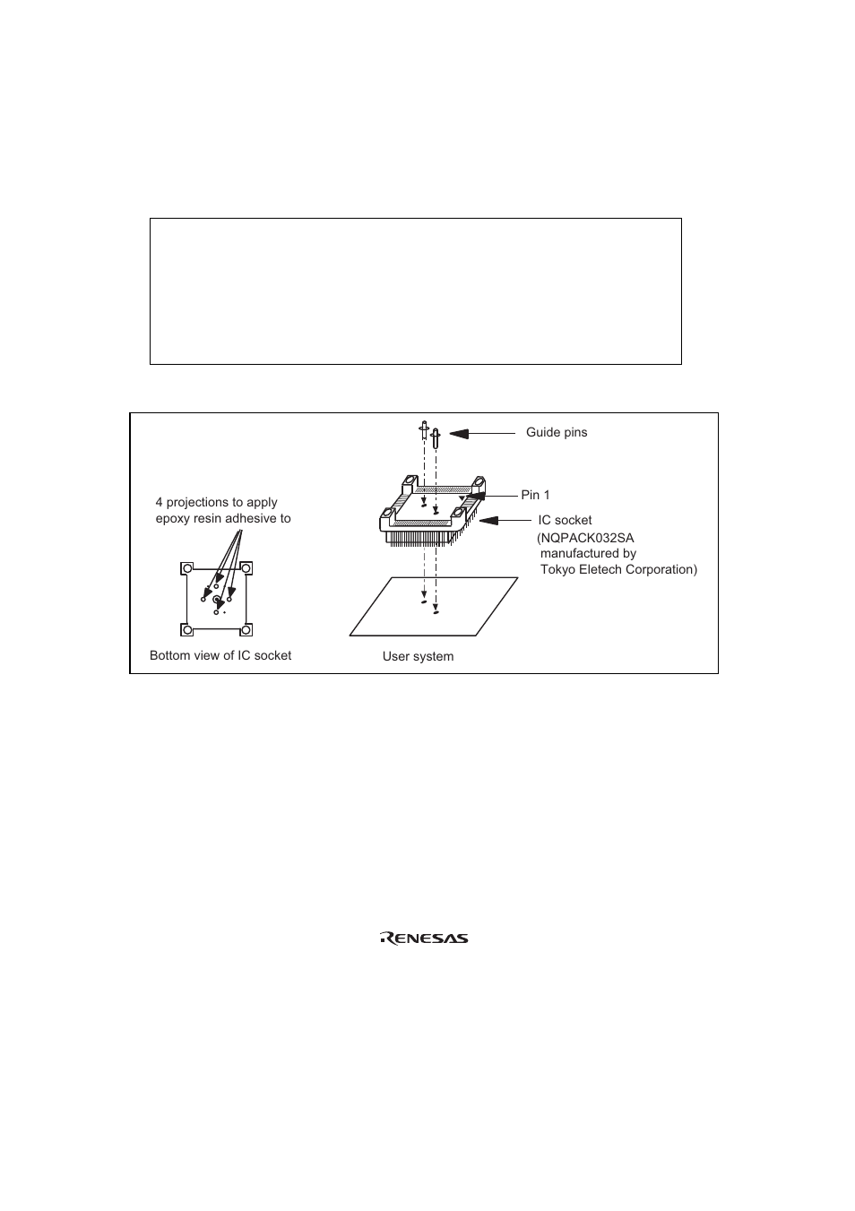 1 installing ic socket, Caution | Renesas H8/36912 User Manual | Page 20 / 37
