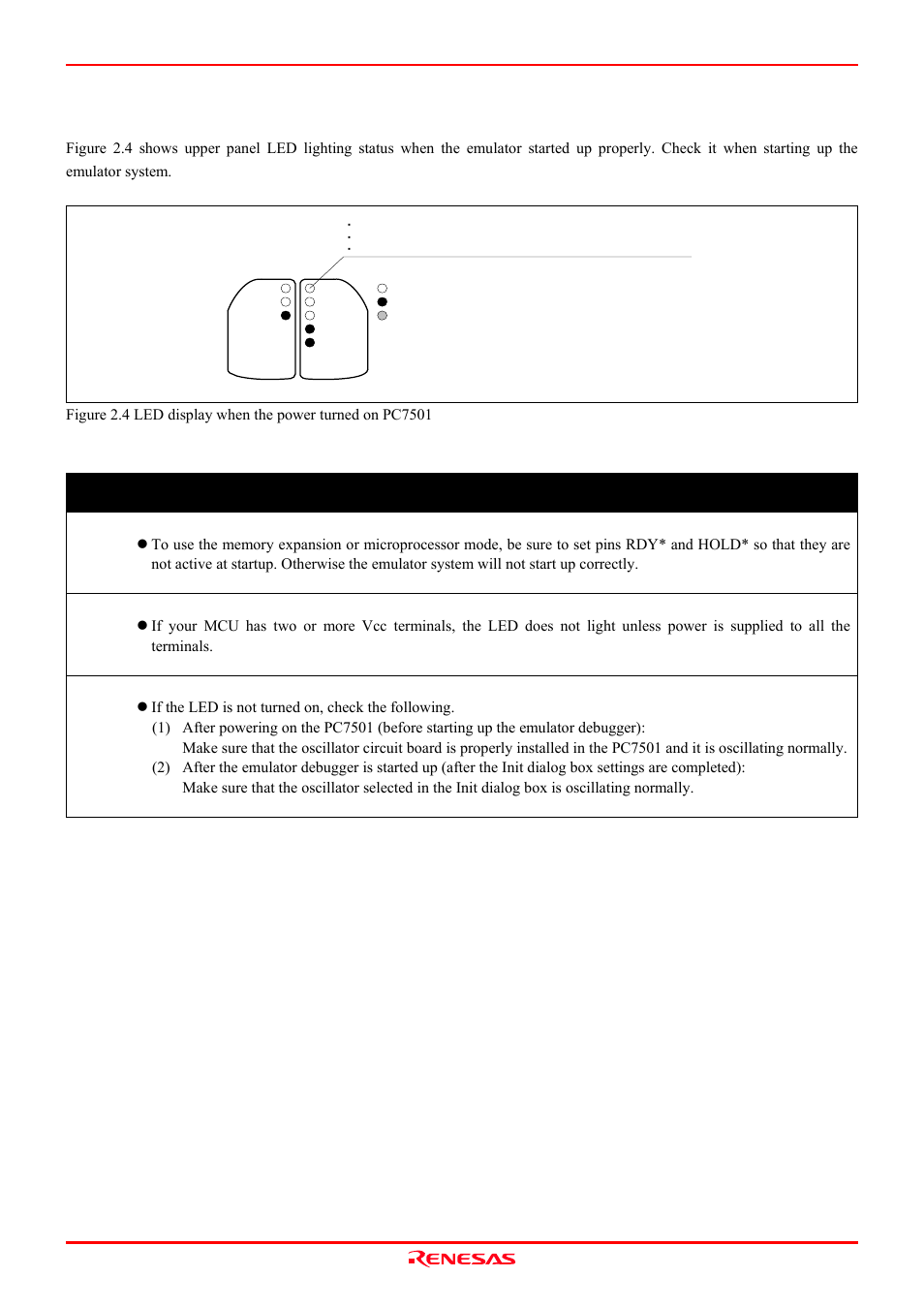 3 led display when the emulator starts up normally, Important | Renesas Emulation Probe M306V8T-EPB User Manual | Page 26 / 90