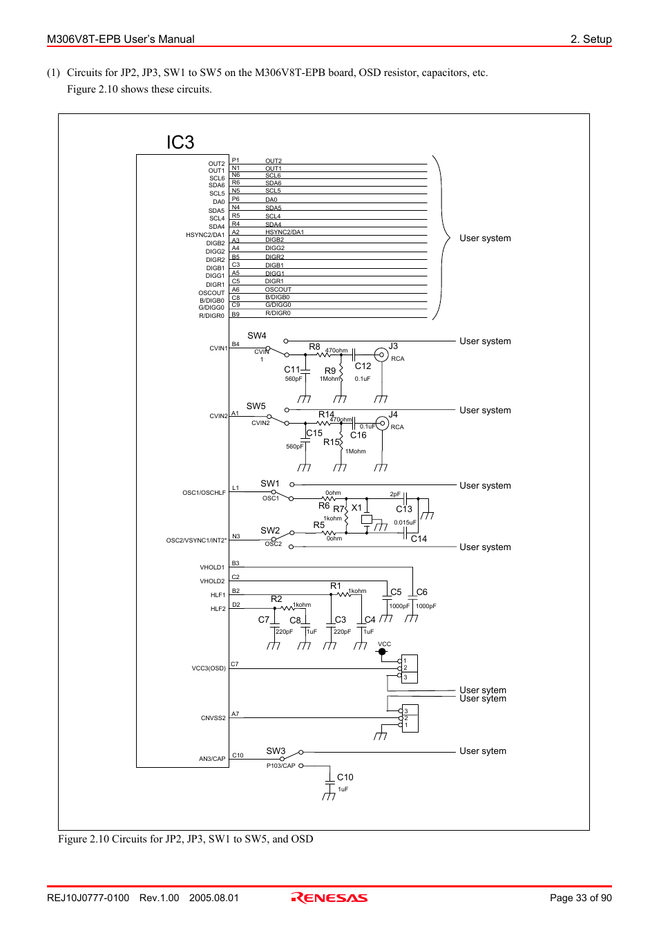 Renesas Emulation Probe M306V8T-EPB User Manual | Page 33 / 90