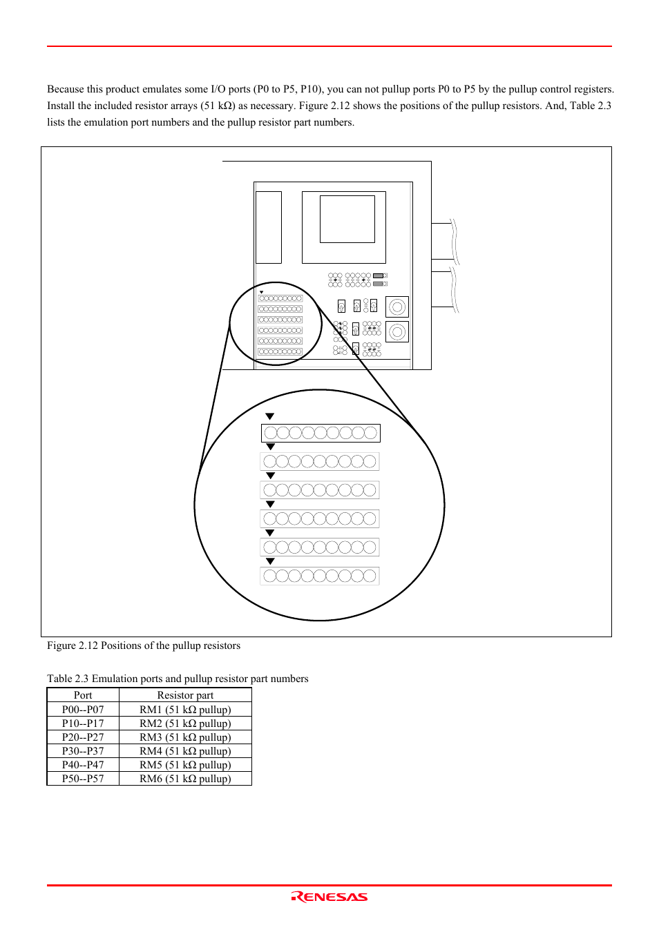 3 pullup of emulation ports | Renesas Emulation Probe M306V8T-EPB User Manual | Page 37 / 90
