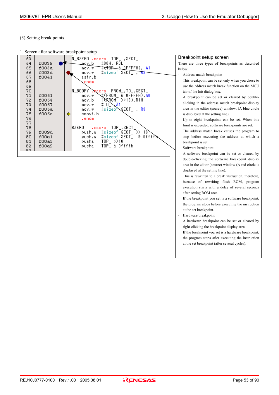 Renesas Emulation Probe M306V8T-EPB User Manual | Page 53 / 90