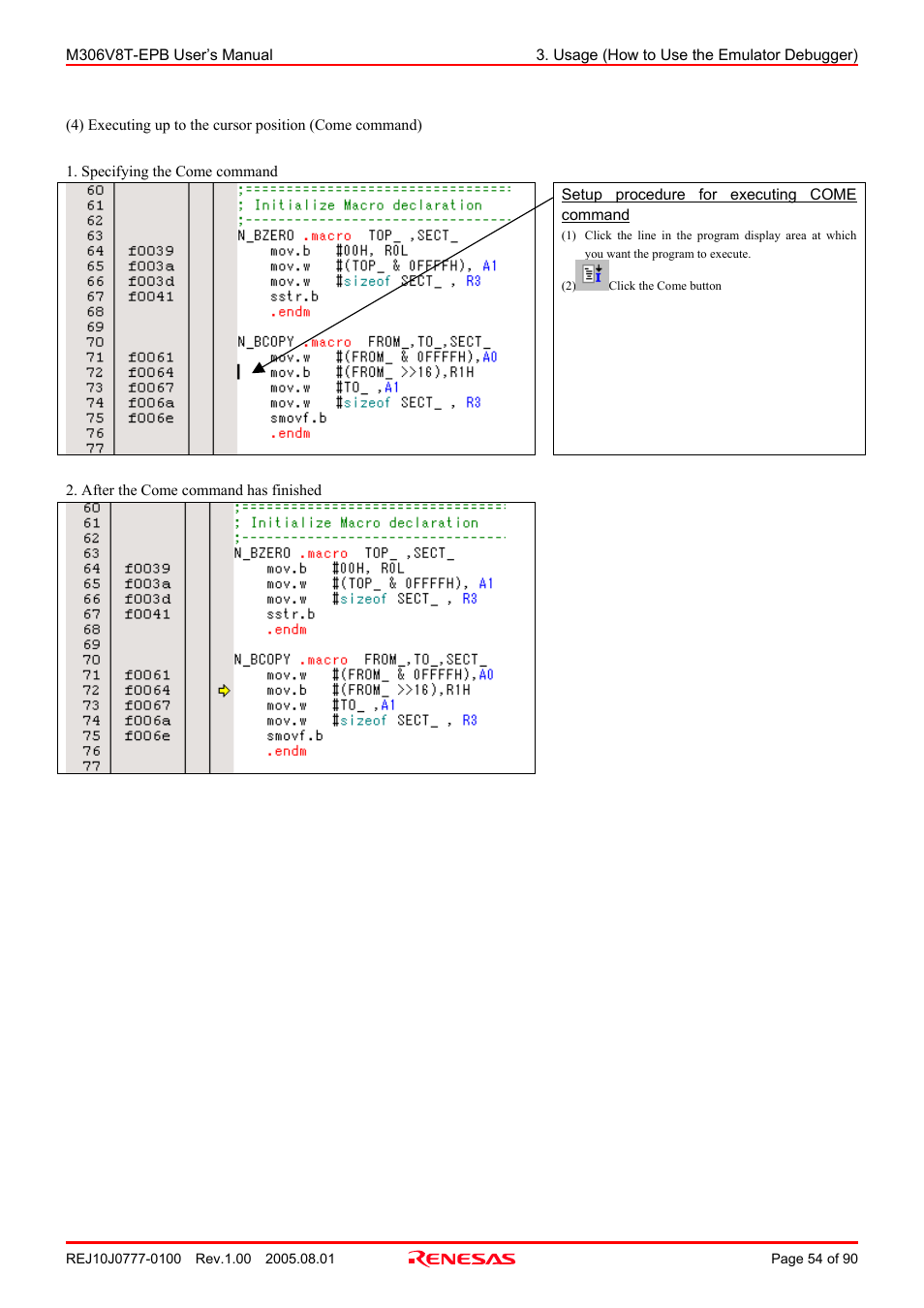 Renesas Emulation Probe M306V8T-EPB User Manual | Page 54 / 90