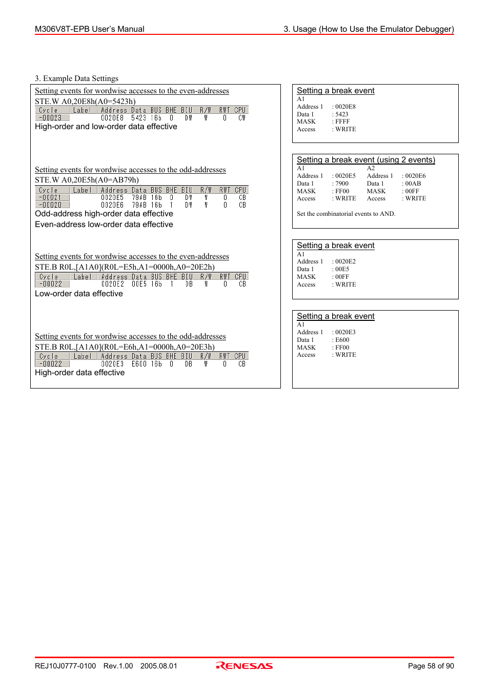 Renesas Emulation Probe M306V8T-EPB User Manual | Page 58 / 90