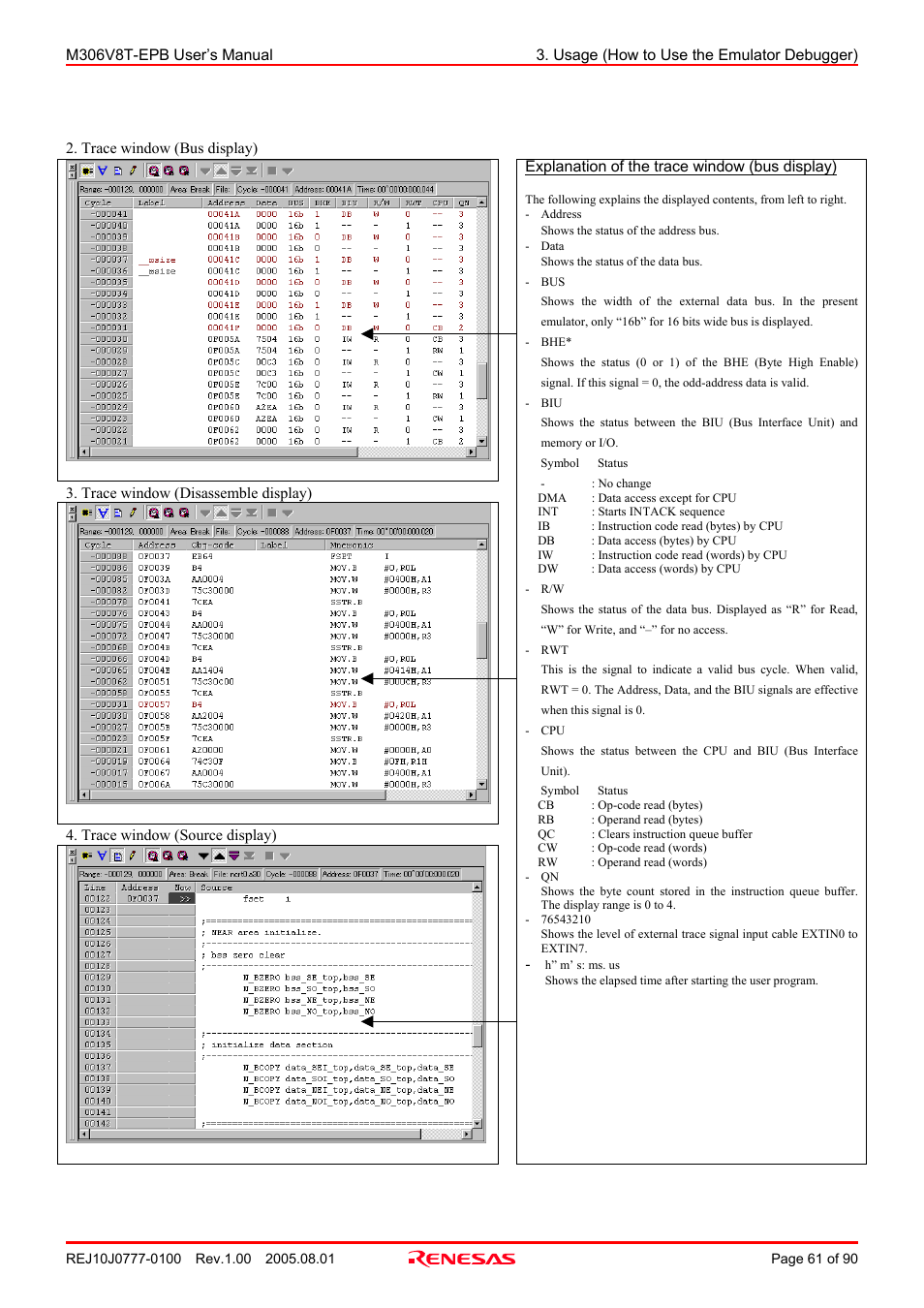 Renesas Emulation Probe M306V8T-EPB User Manual | Page 61 / 90