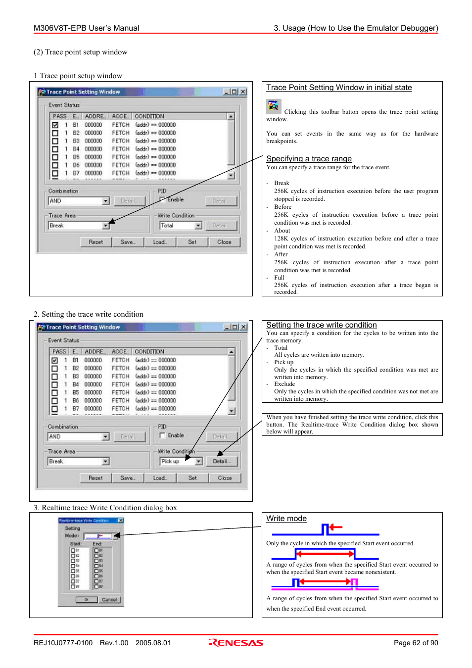 Renesas Emulation Probe M306V8T-EPB User Manual | Page 62 / 90