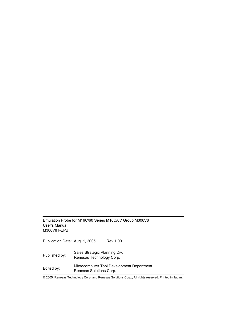 Renesas Emulation Probe M306V8T-EPB User Manual | Page 89 / 90