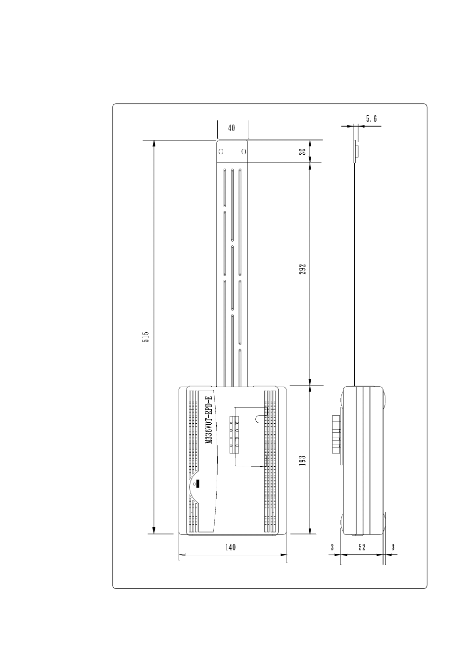 A. external dimensions, A.1 external dimensions of the m306v0t-rpd-e, Appendix a. external dimensions | Renesas M306V0T-RPD-E User Manual | Page 45 / 50