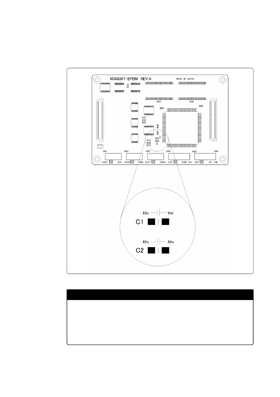 4 a-d conversion bypass capacitor, Important | Renesas Emulation Pod M30830T-EPB User Manual | Page 34 / 74