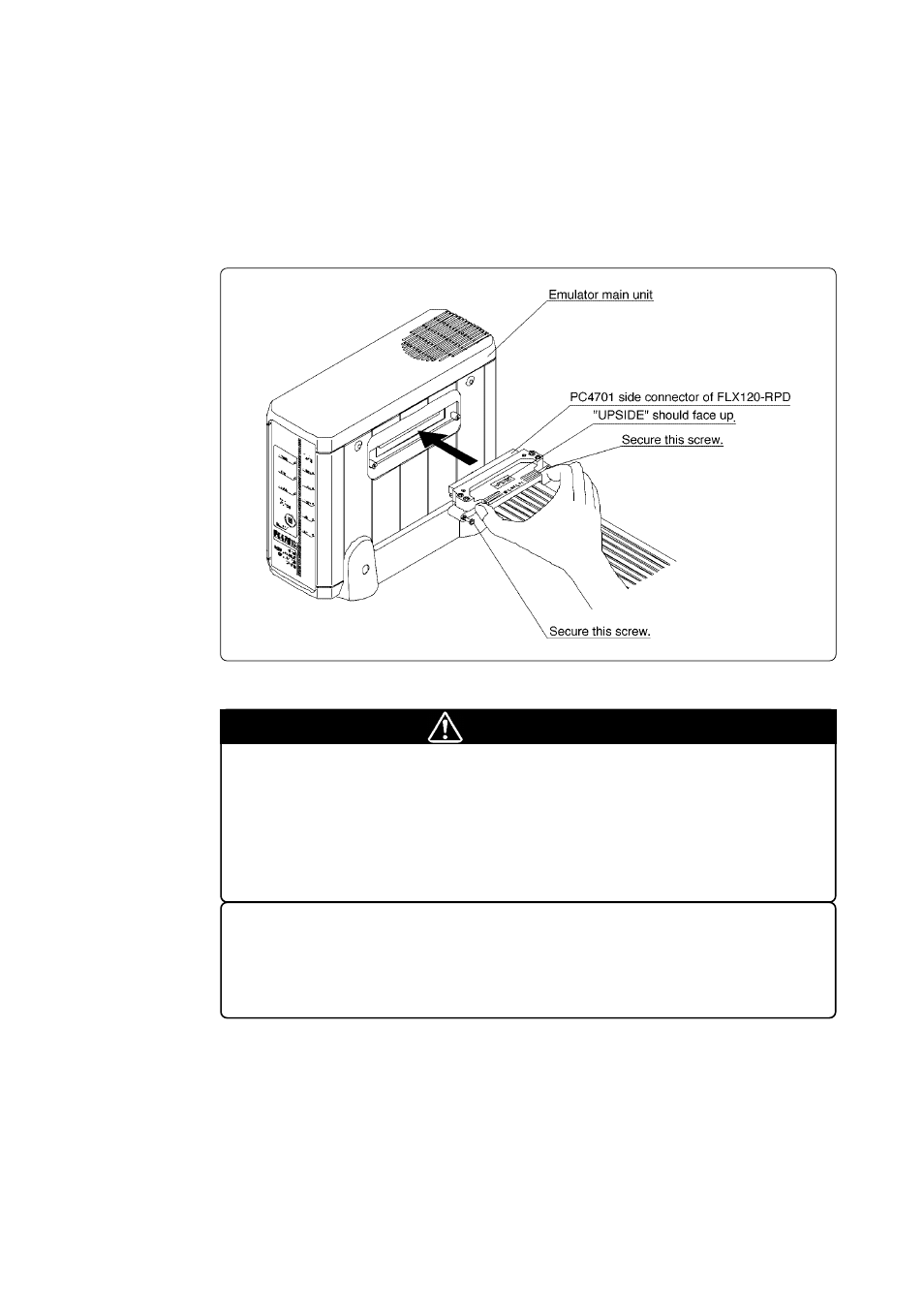 6 connecting the pc4701, 1) connecting the cable to the pc4701, Caution | Renesas Emulation Pod M306H2T-RPD-E User Manual | Page 43 / 78