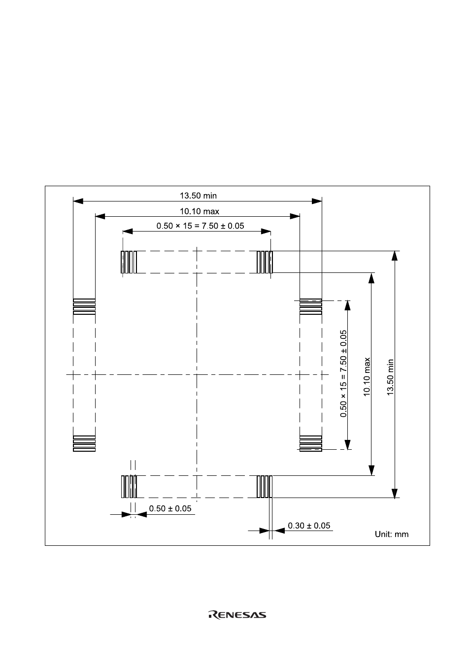 4 recommended dimensions for user system mount pad | Renesas FP-64E User Manual | Page 22 / 32
