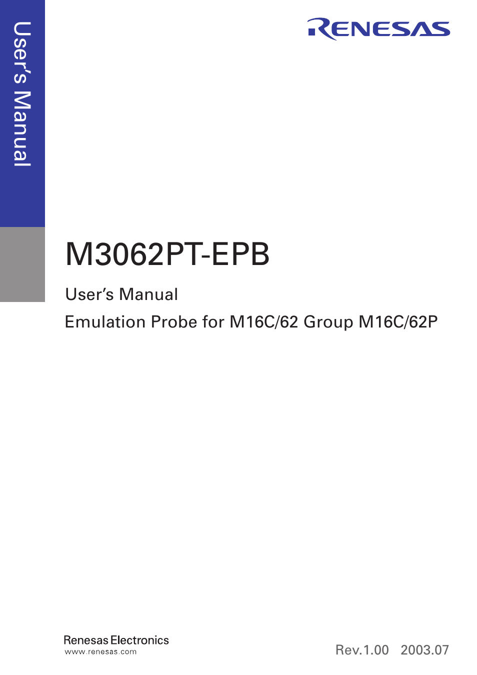 M3062pt-epb | Renesas M3062PT-EPB User Manual | Page 3 / 82