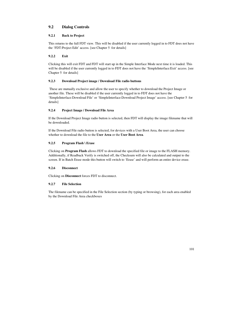 2 dialog controls, 1 back to project, 2 exit | 4 project image / download file area, 5 program flash \ erase, 6 disconnect, 7 file selection | Renesas FLASH Development Toolkit 3.07 User Manual | Page 115 / 146