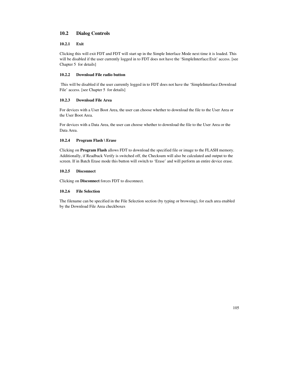 2 dialog controls, 1 exit, 2 download file radio button | 3 download file area, 4 program flash \ erase, 5 disconnect, 6 file selection | Renesas FLASH Development Toolkit 3.07 User Manual | Page 119 / 146